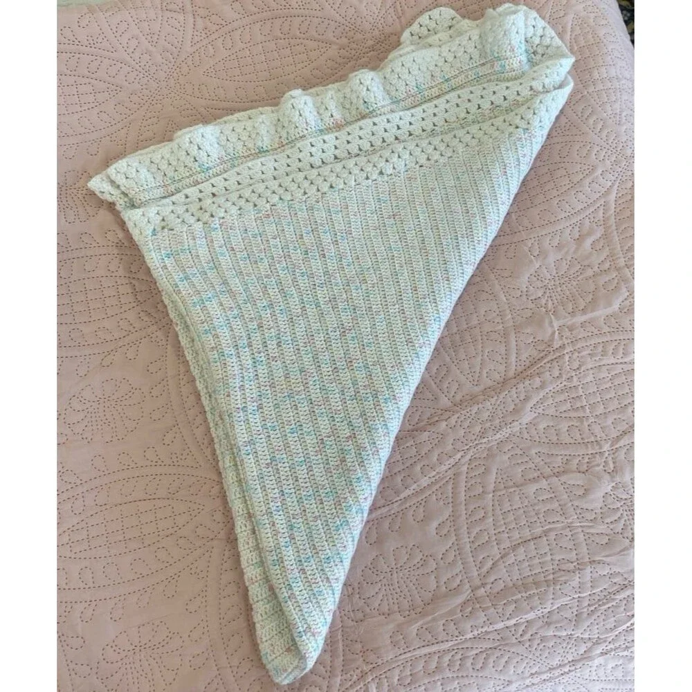 Vintage Infant Baby‎ Afghan Blanket Handmade Swaddle Wrap Keepsake Heirloom Gift